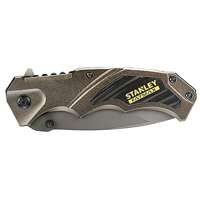 STANLEY FMHT0-10311 Premium Pocket Knife, Ideal for Cutting Into Multiple Surfaces, Ergonomic Handle Design, Stainless Steel Blade, Liner Lock Mechanism (Grey)