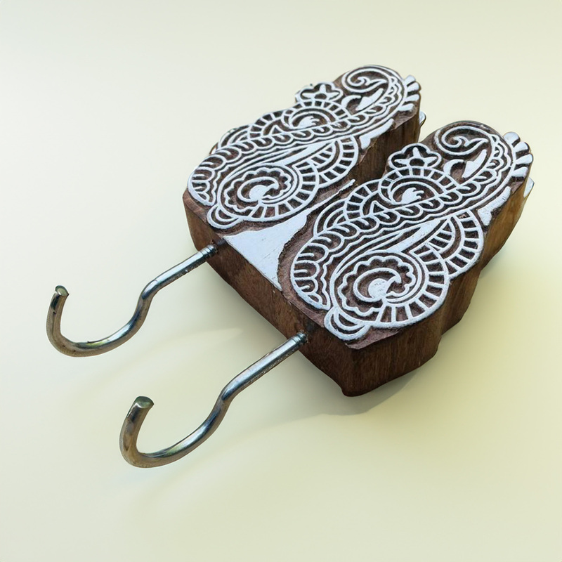 Hand Carved Wooden Block Key Holder