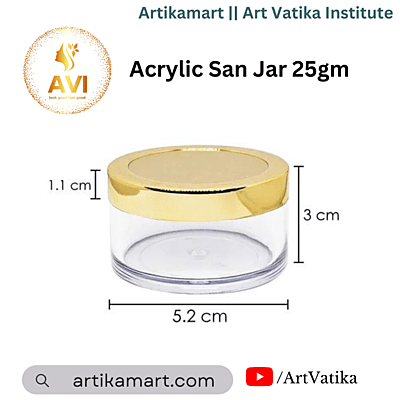 Acrylic San Jar + White Inner + GOLDEN Cap - 25g Acrylic San Jar + White Inner + GOLDEN Cap - 25g
