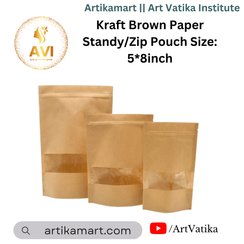 Kraft Brown Paper Standy/Zip Pouch Size: 5*8inch Kraft Brown Paper Standy/Zip Pouch Size: 5*8inch