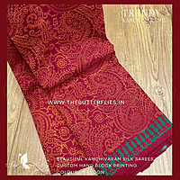 HAND PAINTED PURE KANCHIVARAM SOFT SILK SAREE  CUSSSIL23504