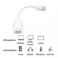 USB 2.0 Sound Card Audio Adapter, 7.1 Channel , 3.5mm Dual Jack for Voice Recording and Listening Compatible with Laptop and Desktop (White)