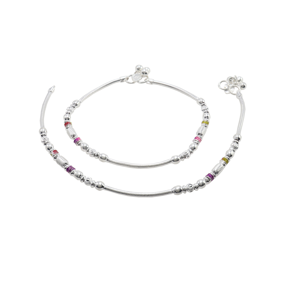 Silver women anklets/enamel design kolusu