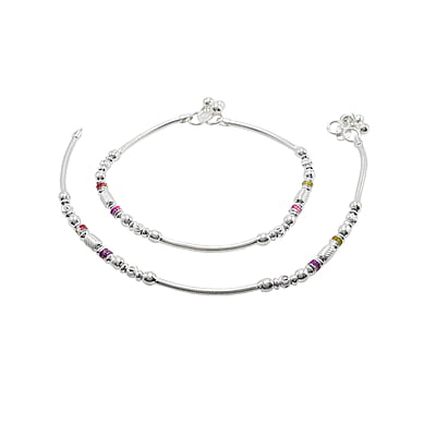 Silver women anklets/enamel design kolusu