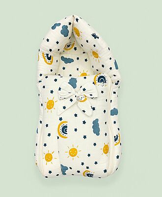 Premium Muslin Baby Carry Bed & Sleeping Bag – Extra Thick, Lightweight & Breathable – Cloud Blue Premium Muslin Baby Carry Bed & Sleeping Bag – Extra Thick, Lightweight & Breathable – Cloud Blue