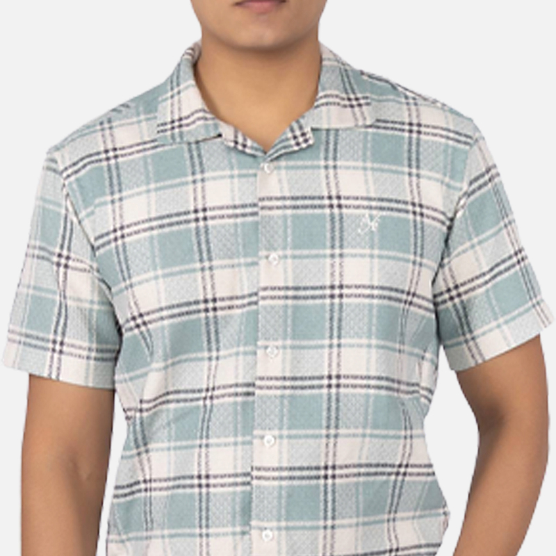 Men Glacial Green Plaid Hawaiian Shirt