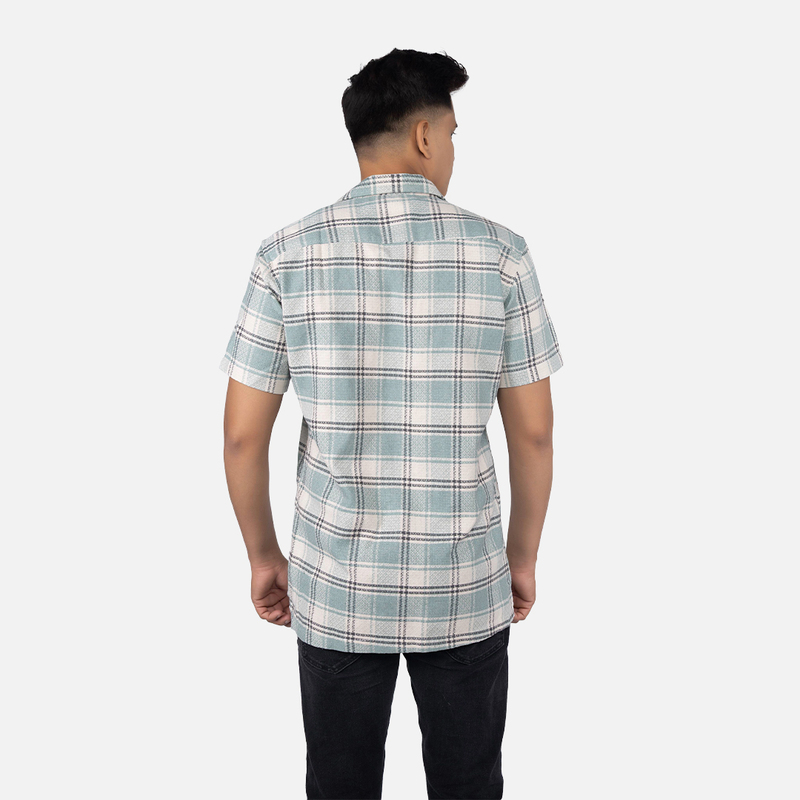 Men Glacial Green Plaid Hawaiian Shirt