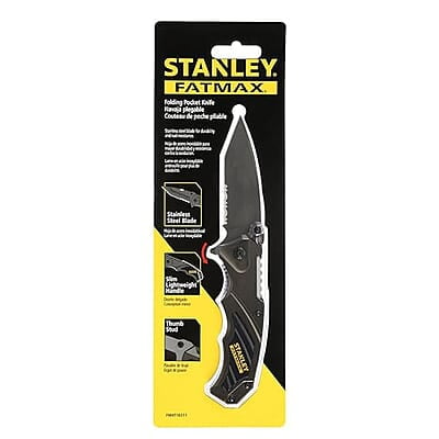 STANLEY FMHT0-10311 Premium Pocket Knife, Ideal for Cutting Into Multiple Surfaces, Ergonomic Handle Design, Stainless Steel Blade, Liner Lock Mechanism (Grey)
