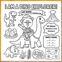 I Am a Dino Explorer – Colour & Frame Kit