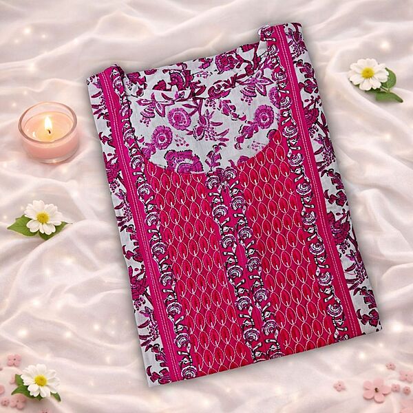 Taffy Pink Cotton Nighty With Geometric Print All Over From Libas Loungewear - AL1148