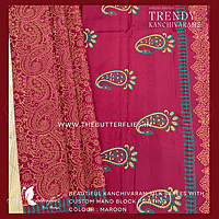 HAND PAINTED PURE KANCHIVARAM SOFT SILK SAREE  CUSSSIL23504