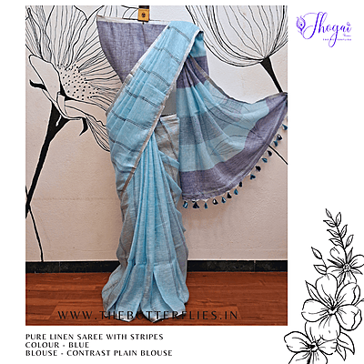 PURE LINEN SAREE YBRSLIN23595