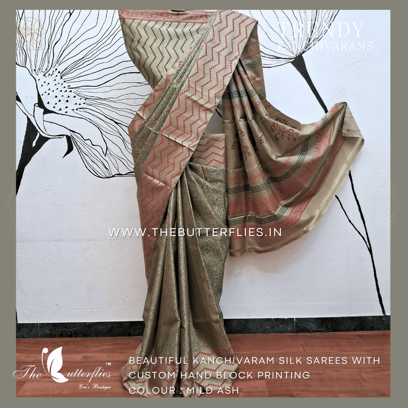 HAND PAINTED PURE KANCHIVARAM SOFT SILK SAREE  CUSSSIL23501