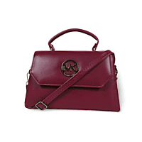 Maroon Structured Top Handle Handbag for Women
