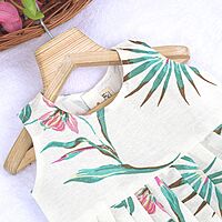 Floral Breeze White Sleeveless Cotton Frock