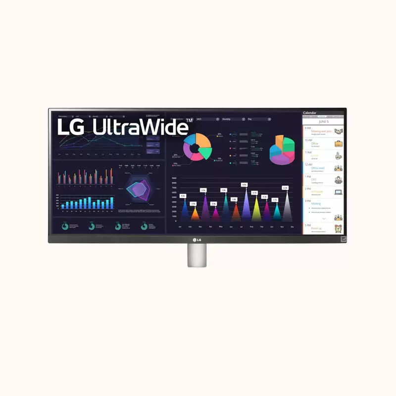 LG UltraWide 29 inch (73 cm) IPS FHD, Color Calibrated, 100Hz, 7W x 2 Inbuilt Speaker, USB-C, Display Port, HDMI, White Color-29WQ600