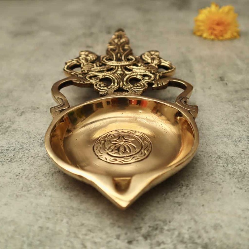 Brass Aarti Spoon - 11 inch Length | Long Brass Aarti Spoon for Sacred Rituals and Worship