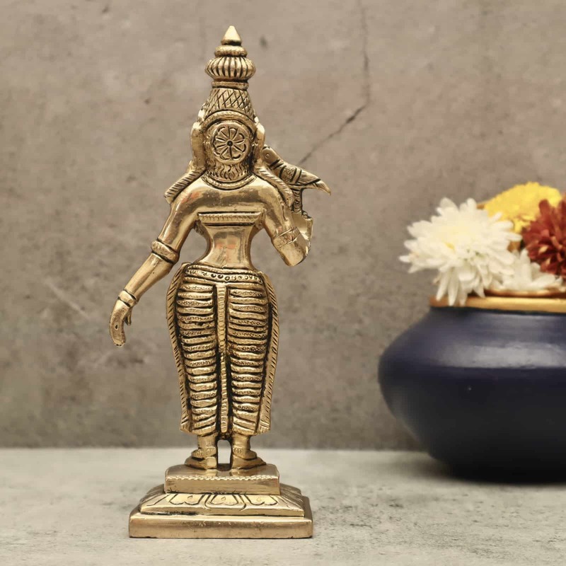 Brass Madurai Meenakshi Devi - 8 inch Height | Exquisite Brass Idol of Madurai Meenakshi Devi for Divine Worship