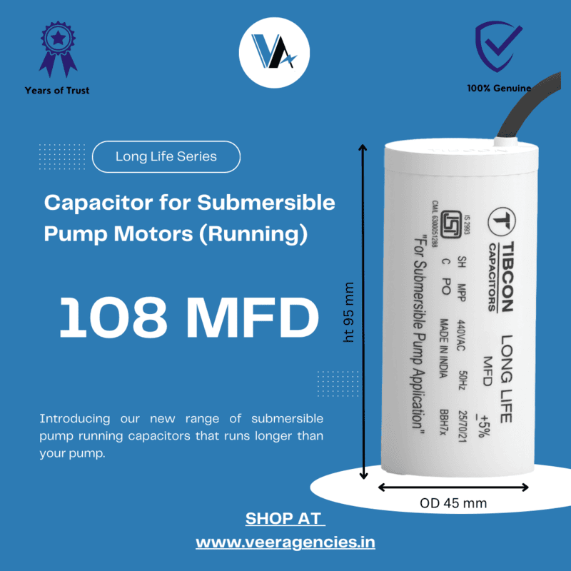 Tibcon 108 MFD 440 V Capacitor for Submersible Pump