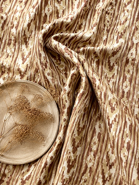 Cotton Beige Ikkat Block Print