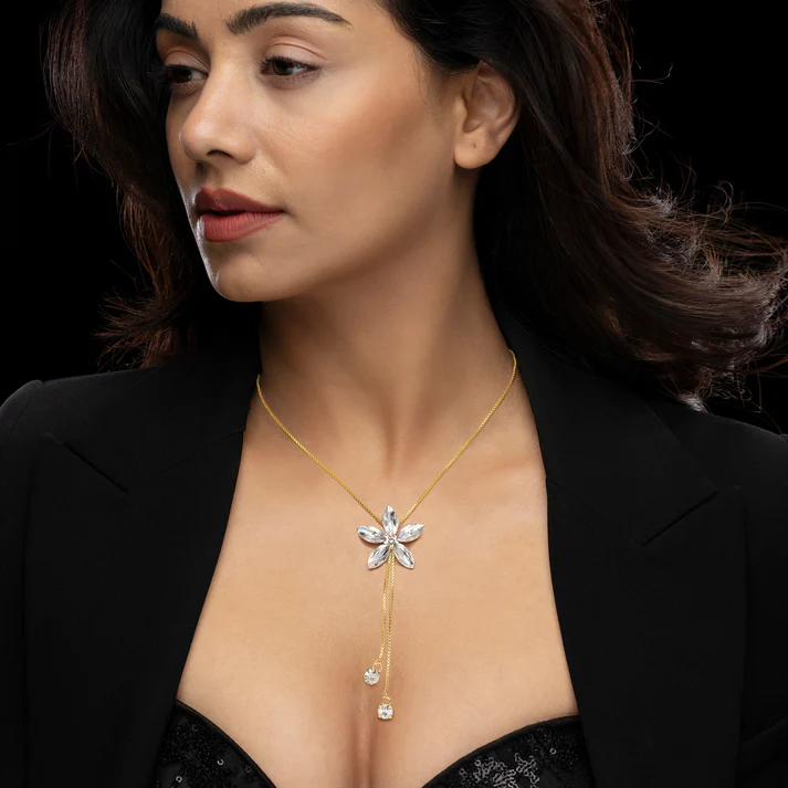 Anti-Tarnish Crystal Flower Necklace