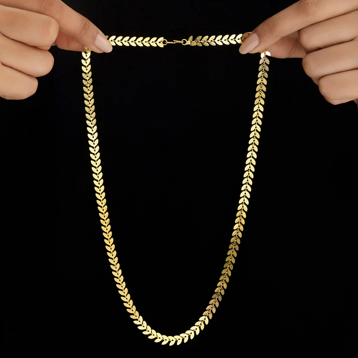 Anti-Tarnish Double Layer Chevron Chain with Shell Charms Necklace