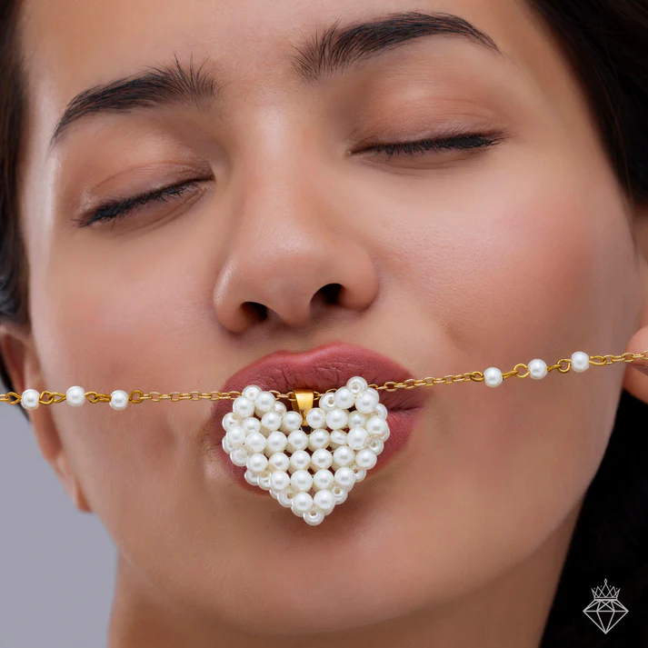 Anti-Tarnish Pearl Heart Necklace