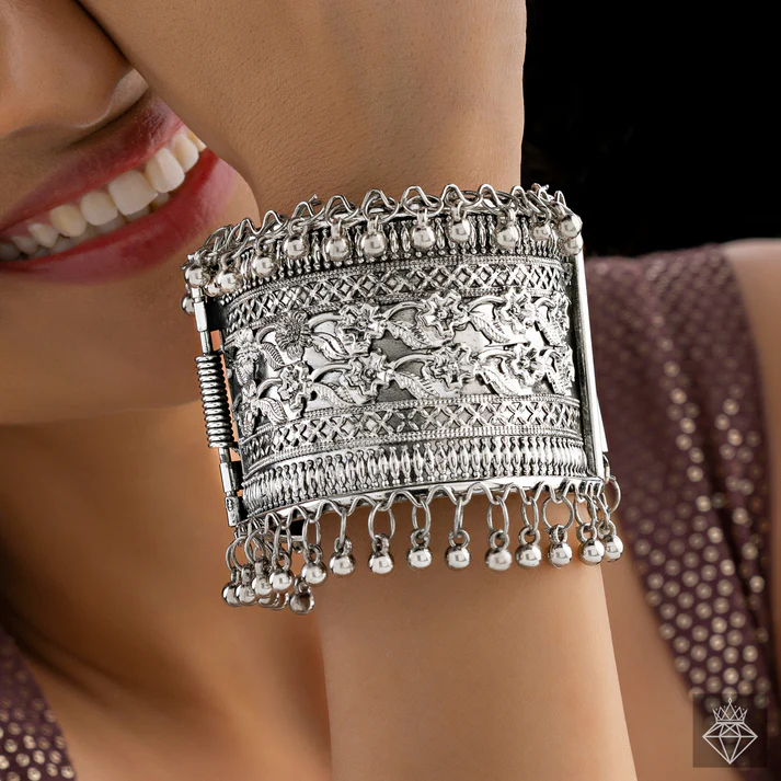 Anti-Tarnish Oxidised Silver Celestial Armament Bracelet