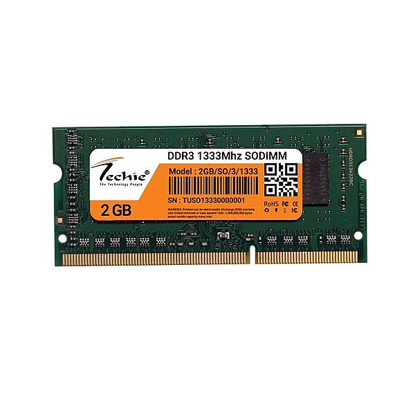 Techie 2GB DDR3 1333MHz Laptop RAM Stick - Enhance your laptop's performance with this reliable memory upgrade. Ideal for multitasking and smooth operation. Compatible with various models.