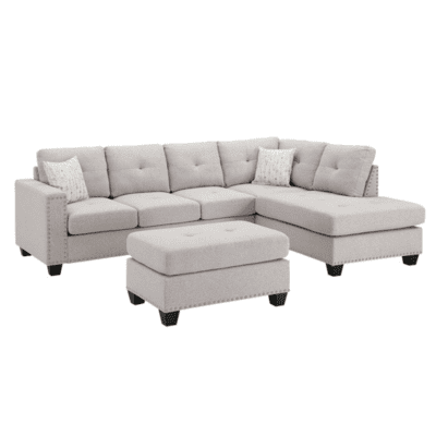 Woodenlia Reversible Sectional Sofa with Ottoman Woodenlia Reversible Sectional Sofa with Ottoman