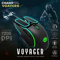 Lapcare Champ Voyager LGM‑201 mouse: configurable 7200 DPI optical sensor, rubber‑grip ABS body, dazzling RGB lighting & macro keys.