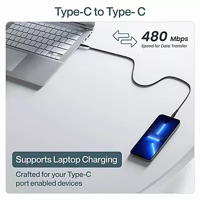CABLE AMBRANE BRAIDED TYPE-C TO TYPE-C 2MTR BCTT-20