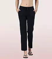 Enamor Essentials Womens E014-Mid Rise Slim Fit Basic Straight Leg Lounge Pants