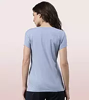 Enamor Essentials Womens E147-Short Sleeve Crew Neck Slim Fit Stretch Cotton Tee