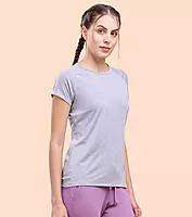 Enamor Short Sleeve Scoop Neck Regular Length Slim Active T-Shirt For Women - Slim Fit, Quick Dry, Antimicrobial - E089