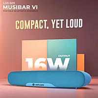 lapcare Enjoy up to 8 hours of stereo-rich sound with Lapcare MusiBar VI (LSB‑609): 16 W RMS, Bluetooth 5.3, AUX/TF/USB playback, ultra-light design