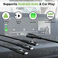 UltraProlink UL1236BLK-0150 - TrioLink 65 3 in 1 Cable with Car Play 65W, 1.5M