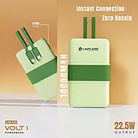Volt 1 LBP-615 10000mAh Power Bank – 3 Output | Type-C & Lightning Cable | 22.5W | Green & White
