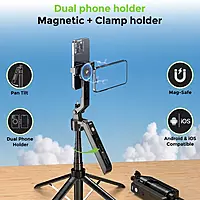 UltraProlink UM1279 - Snap-Z Aura Tripod with Dual Phone Holder & Face Tracking
