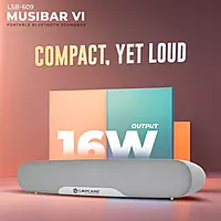 Musi Bar VI LSB-609 16W Portable Bluetooth Soundbar – BT 5.3 | Stereo Sound