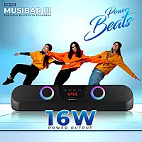 Lapcare – MUSI Bar III LSB‑603 Portable Speaker, 16W RMS, Bluetooth, AUX/TF/USB, Rechargeable, 0.7 kg | Ideal for Travel & Outdoor Use