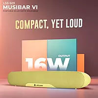 Musi Bar VI LSB-609 16W Portable Bluetooth Soundbar – BT 5.3 | Stereo Sound