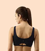Enamor Low Impact Women's Cotton Everyday Sports Bra - All Day Comfort, Non Padded, Wirefree, High Coverage - SB06(PRINTS)