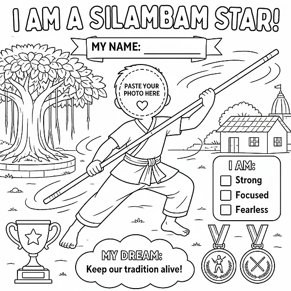 I Am a Silambam Star – Colour & Frame Kit