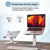 Portronics Twister Laptop Stand, Adjustable Height & Angle,10 KG Capacity (Grey) Portronics Twister Laptop Stand, Adjustable Height & Angle,10 KG Capacity (Grey)