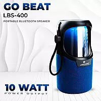 Lapcare Go Beat LBS‑400: 10 W Bluetooth speaker with RGB lamp light, dual‑driver stereo sound, 10‑hour playback, built‑in mic for hands‑free calls, compact design, 1‑yr warranty.