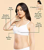 Enamor Ultra-Smoothing Women's Cotton Everyday T-Shirt Bra - No-Pinch, Hidden Lift, Non Padded, Wirefree, High Coverage - A027