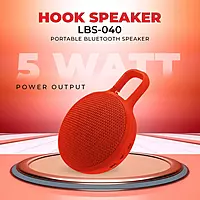 Lapcare Go Beat LBS‑040: 5 W RMS Bluetooth hook speaker with IPX6 water-resistant design, up to 4 hr playback, built-in mic for hands-free calling, compact portable build.