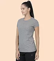 Enamor Essentials Womens E047-Short Sleeve Crew Neck Slim Fit Stretch Cotton Tee