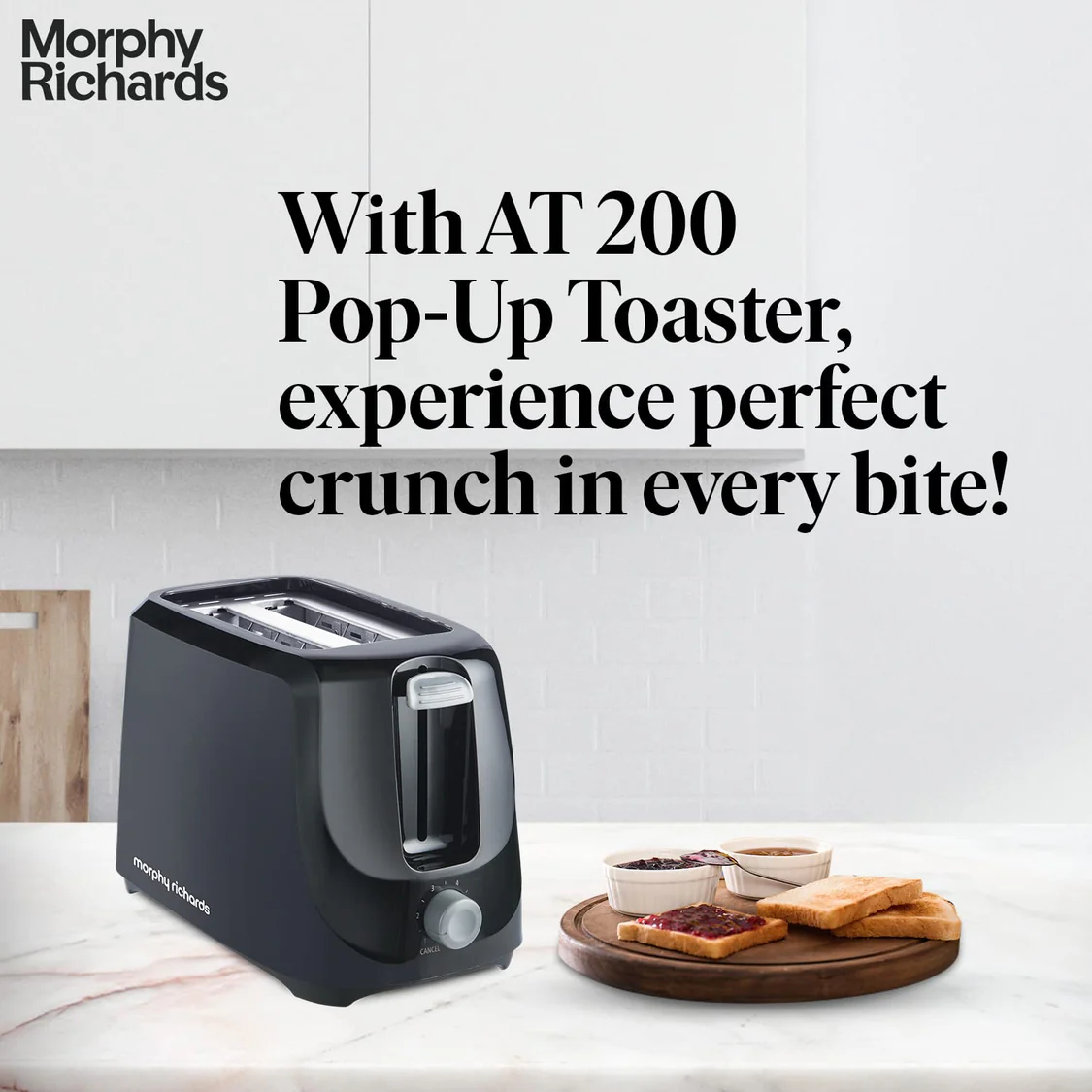 Morphy Richards AT 200 Bread Toaste- 2 slices 700W- Pop-Up - Cool-Touch Body - Removable Crumb Tray